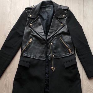 Zara Leather Moto Biker Long Zip Jacket
